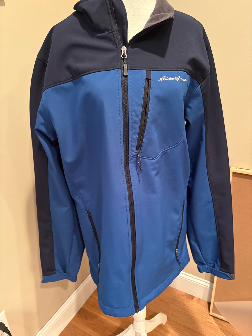 Eddie Bauer Two-Tone Blue Softshell Jacket Large Tall